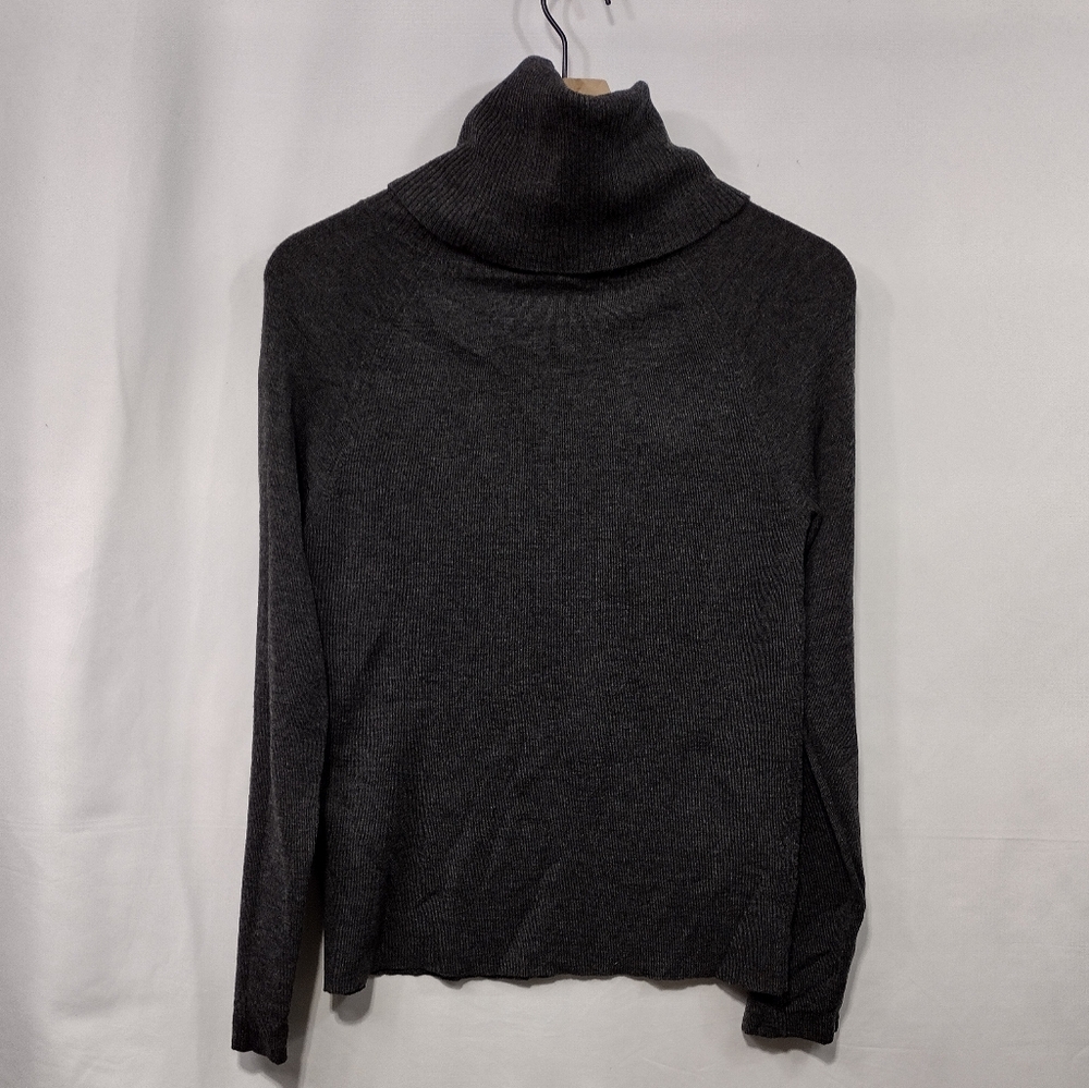 Ann Taylor 100% Wool Turtle Neck Sweater Women's L Gray Casual Comfy Minimalist - Picture 5 of 8